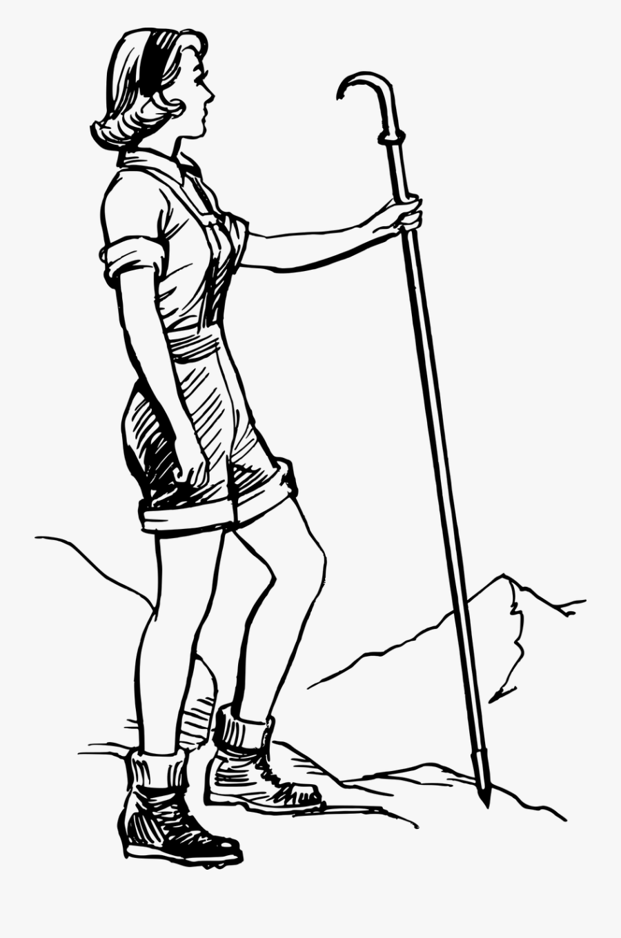 Png Royalty Free Stock Scouting Boy Scouts Of - Black And White Female Hiker Clipart, Transparent Clipart