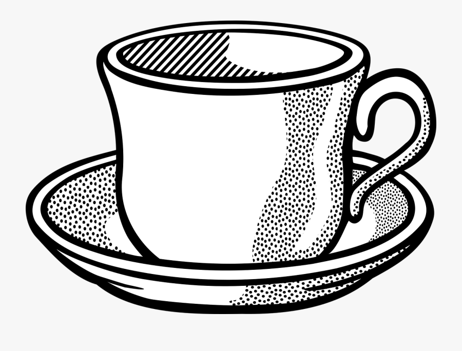 Line Art,dinnerware Set,cup - Cup And Saucer Clipart Black And White, Transparent Clipart