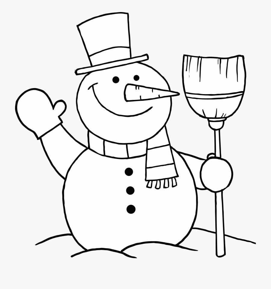 Coloring Page Of Snowman Holding A Broom For Kids - Printable Snowman ...