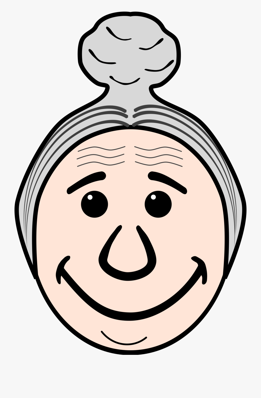 Clipart - Grandmother Face Clip Art, Transparent Clipart