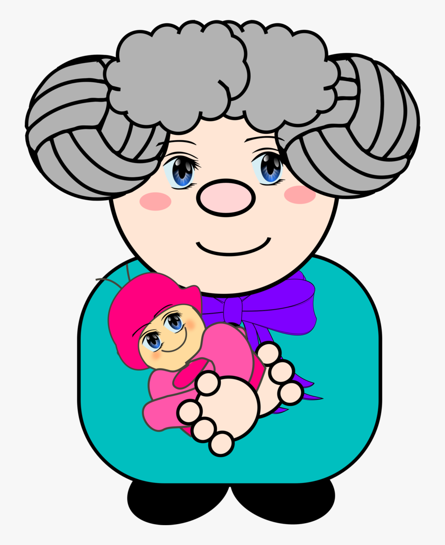 Clipart Grandma With Baby - Cartoon Grandma With Baby, Transparent Clipart