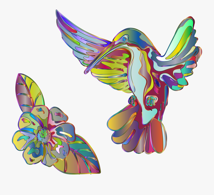 Hummingbird Flower Clipart - Illustration, Transparent Clipart