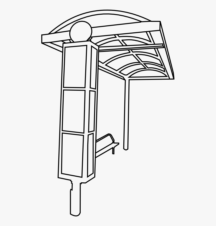 Bus Stop Lines Black White Line Art 555px - Draw A Bus Stop, Transparent Clipart