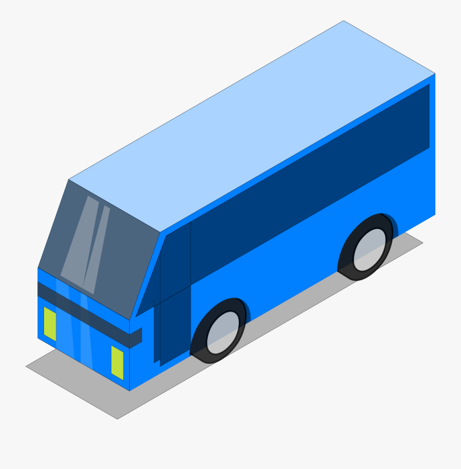 Blue Bus - Isometric Art Car Png, Transparent Clipart