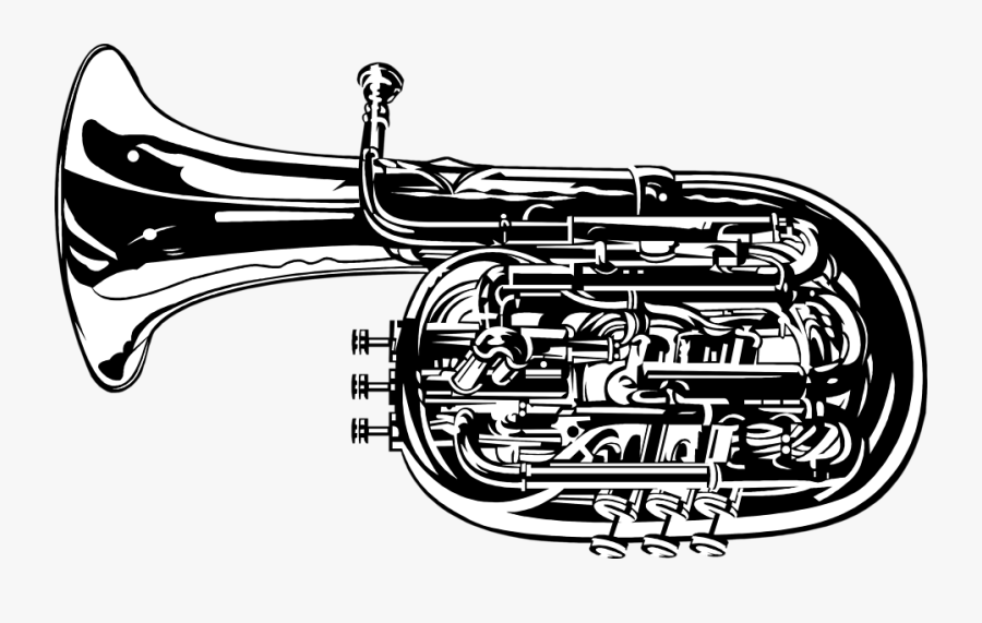 Brass Clipart Black And White - Tuba Black And White, Transparent Clipart