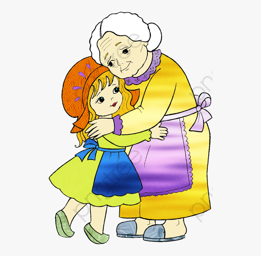 Girl And Grandmother, Grandmother Clipart, Hand Painted, - Cliparts Little Red Riding Hood Grandma, Transparent Clipart