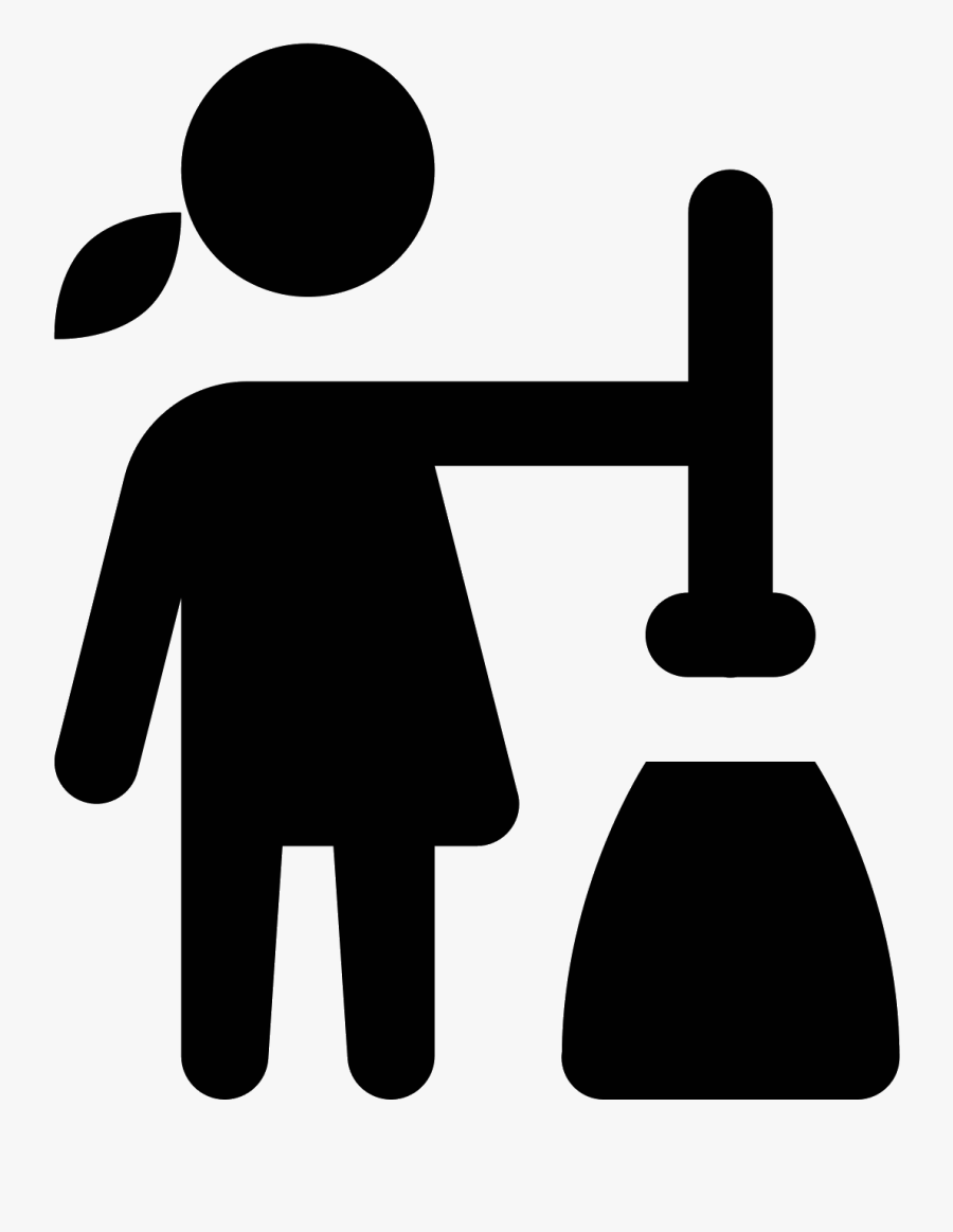 This Icon Is Of A Woman With A Broom Sweeping Dust/debris, Transparent Clipart