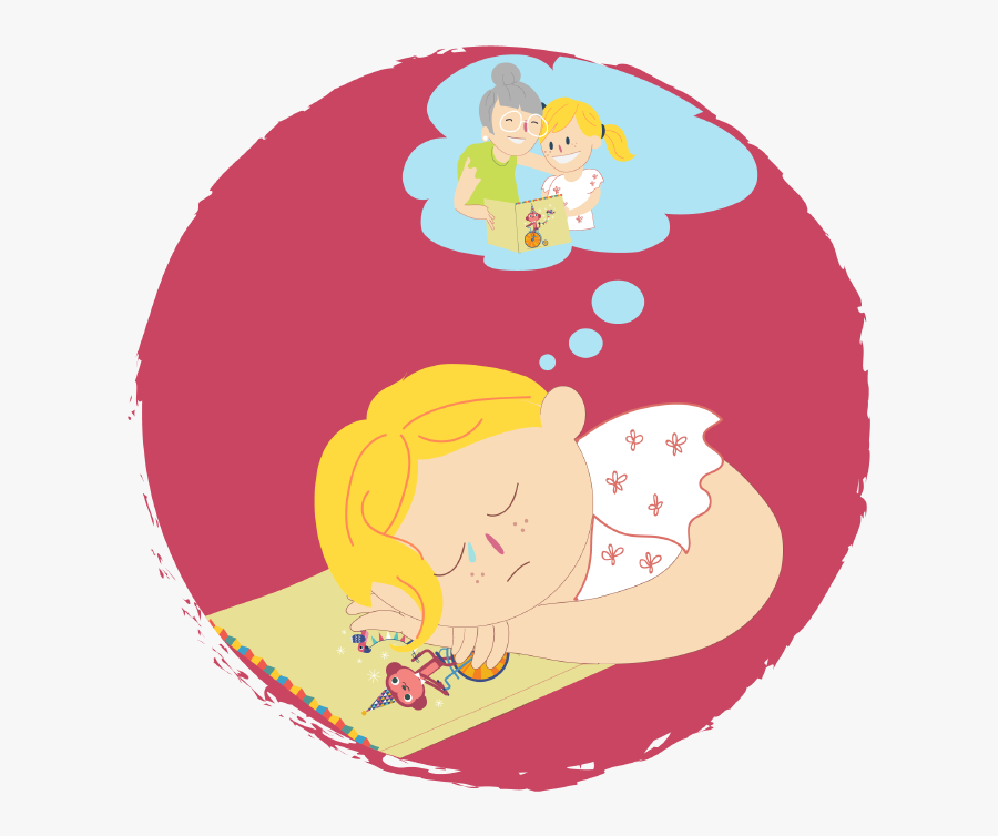 Sad Girl Dreaming About Spending Time With Her Grandma - Illustration, Transparent Clipart