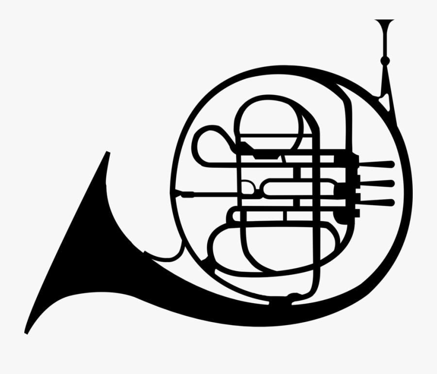 Line Art,types Of Trombone,monochrome Photography - Clipart Mellophone, Transparent Clipart