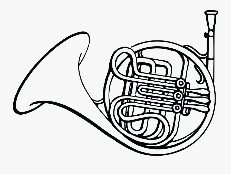 28 Collection Of French Horn Clipart Black And White - French Horn Drawing Easy, Transparent Clipart