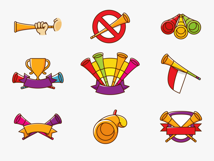 Vuvuzela Trumpet Vector - New Year Party Trumpet Vector, Transparent Clipart