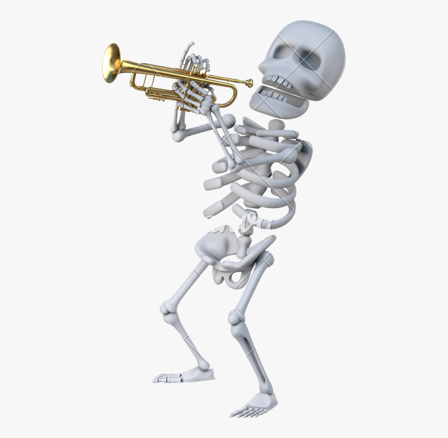 Clip Art D A Photos - Full Skeleton With Trumpet, Transparent Clipart