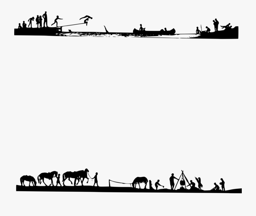 Camping Shadows - Border Camp Clipart Black And White, Transparent Clipart