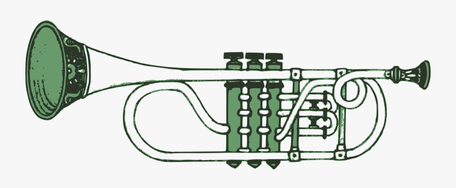 Line Art,trumpet,music - Trumpet, Transparent Clipart