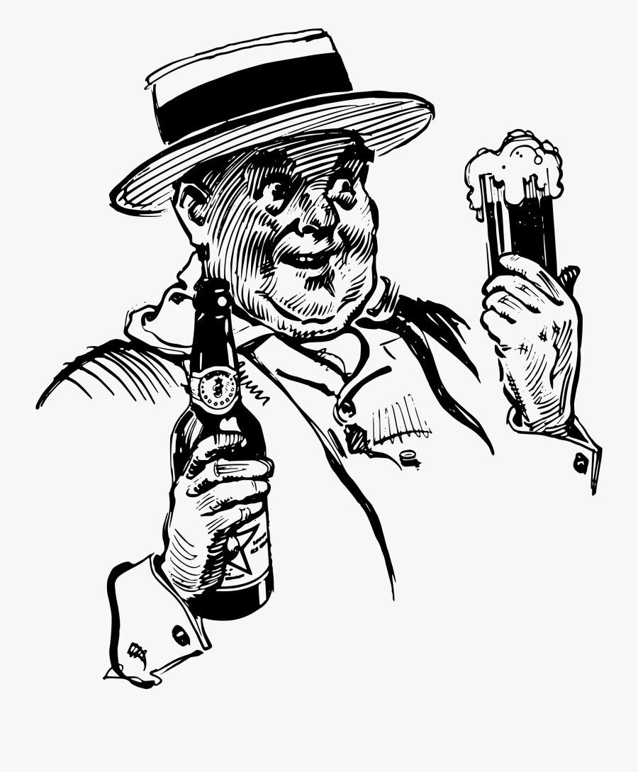 Fat Man And Beer - Fat Man With A Beer Cartoon, Transparent Clipart
