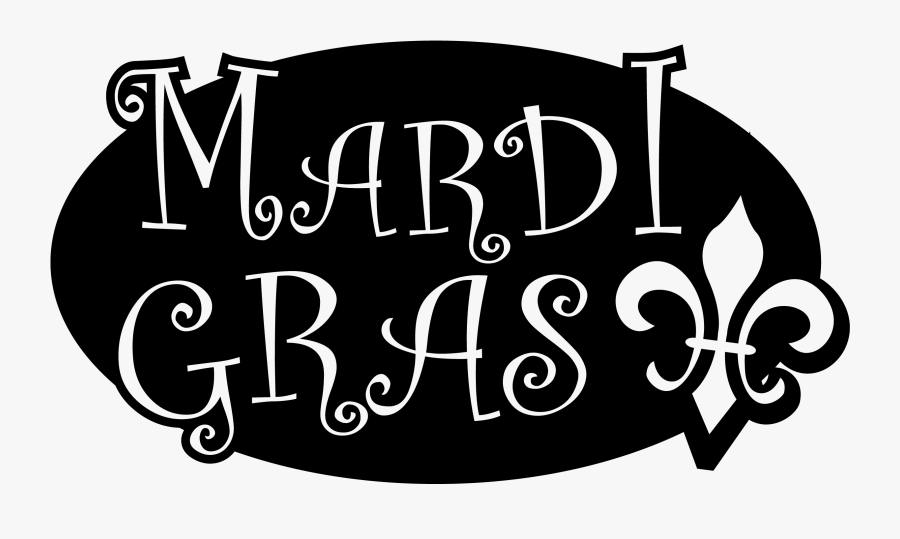 Mardi Gras Black And White Outline Clip Art , Png Download - Calligraphy, Transparent Clipart