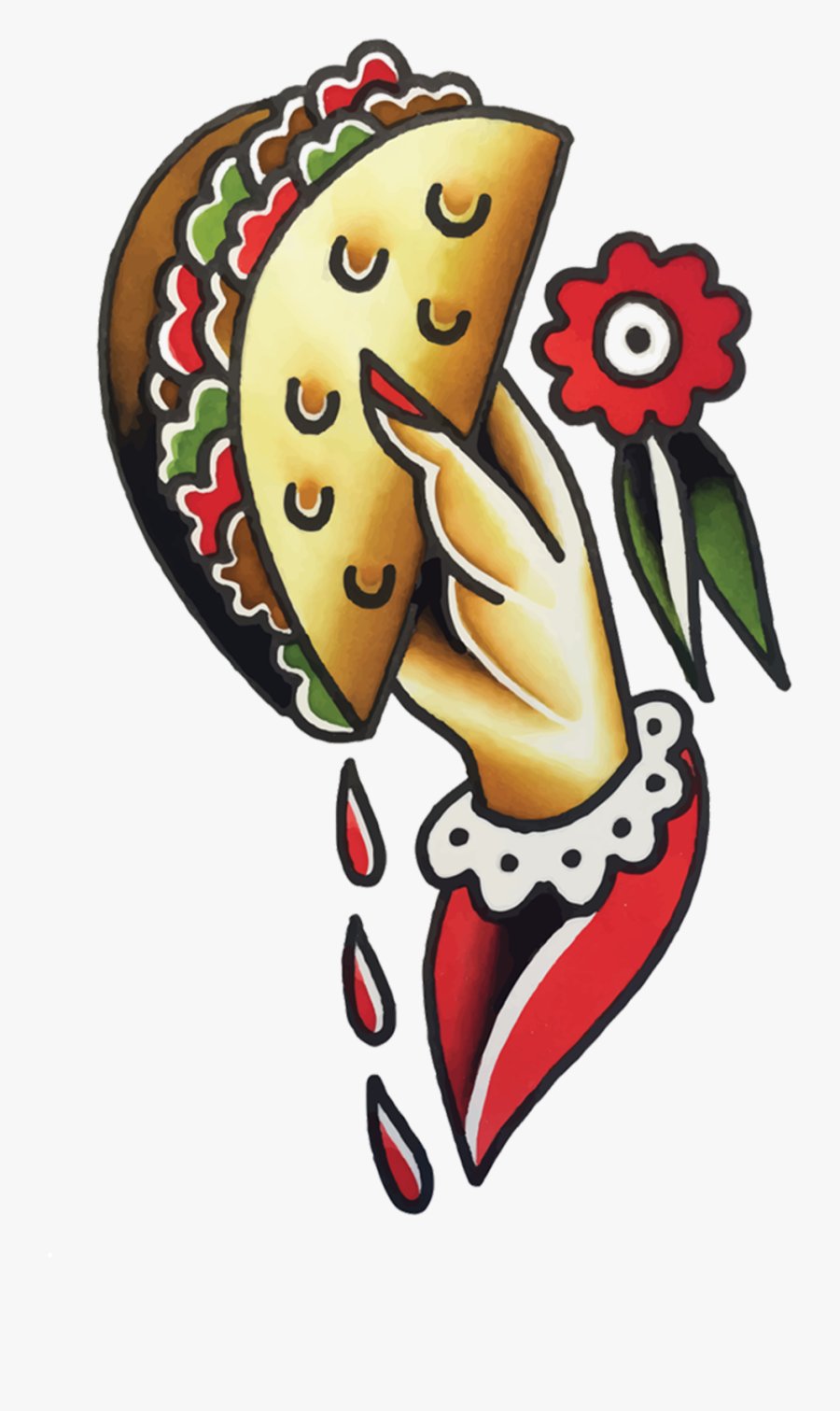 Taco To Go - Taco Tattoo Flash, Transparent Clipart