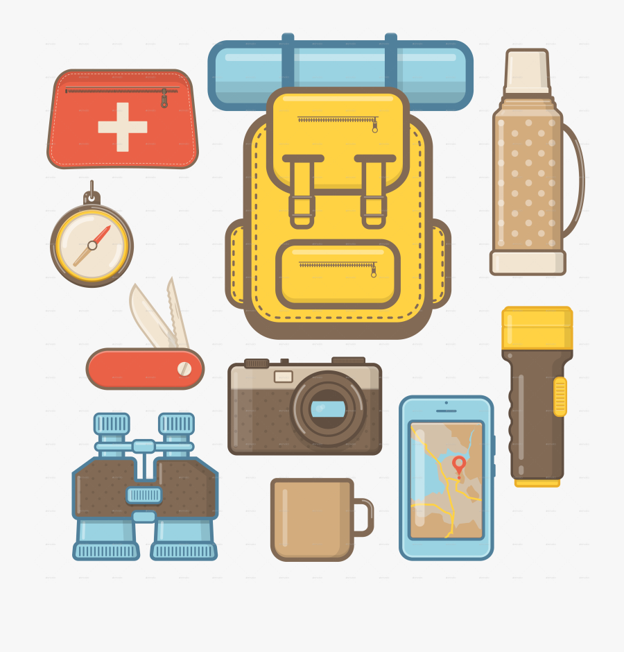 Camping And Hiking Equipment Elements By Sabina - Camping Equipment Icon Png, Transparent Clipart