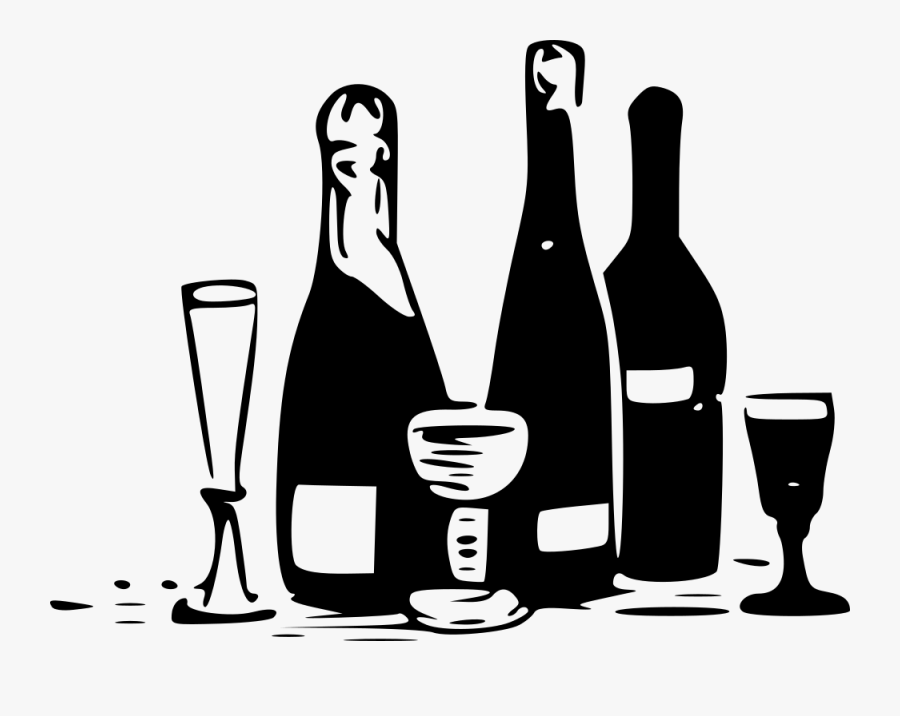 Beer Bottle,champagne,alcohol - Alcohol Clipart Black And White, Transparent Clipart