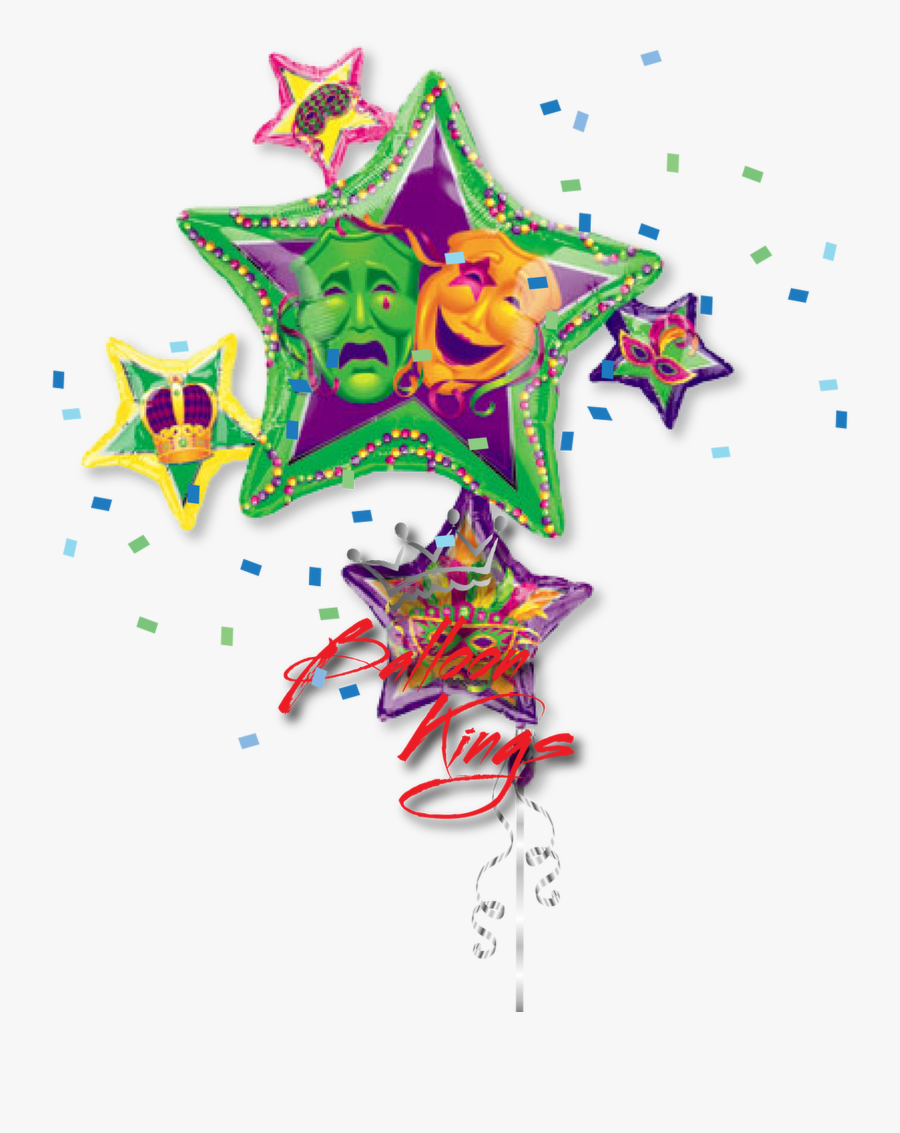 Mardi Gras Stars Cluster - Balloon, Transparent Clipart