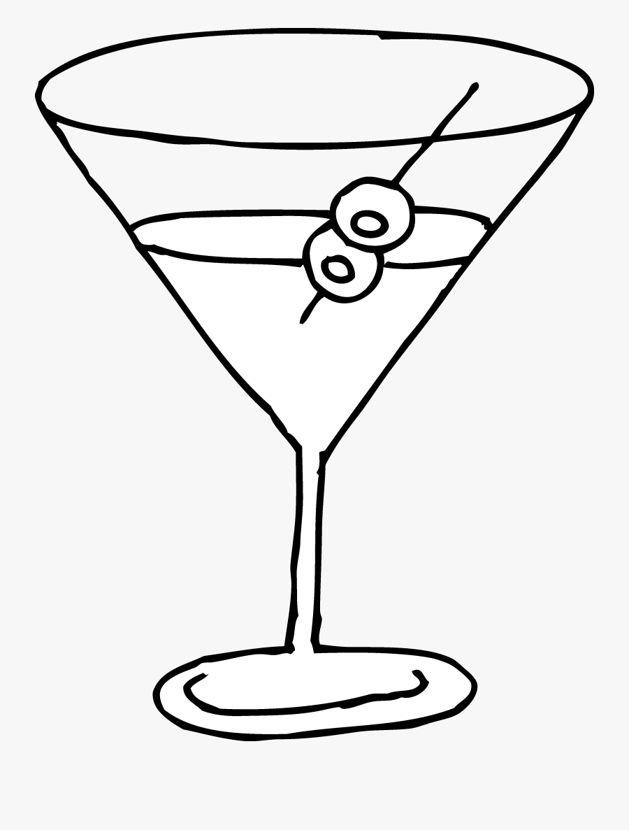 Drinking Glass Clipart Black And White - Martini Glas Clip Art, Transparent Clipart