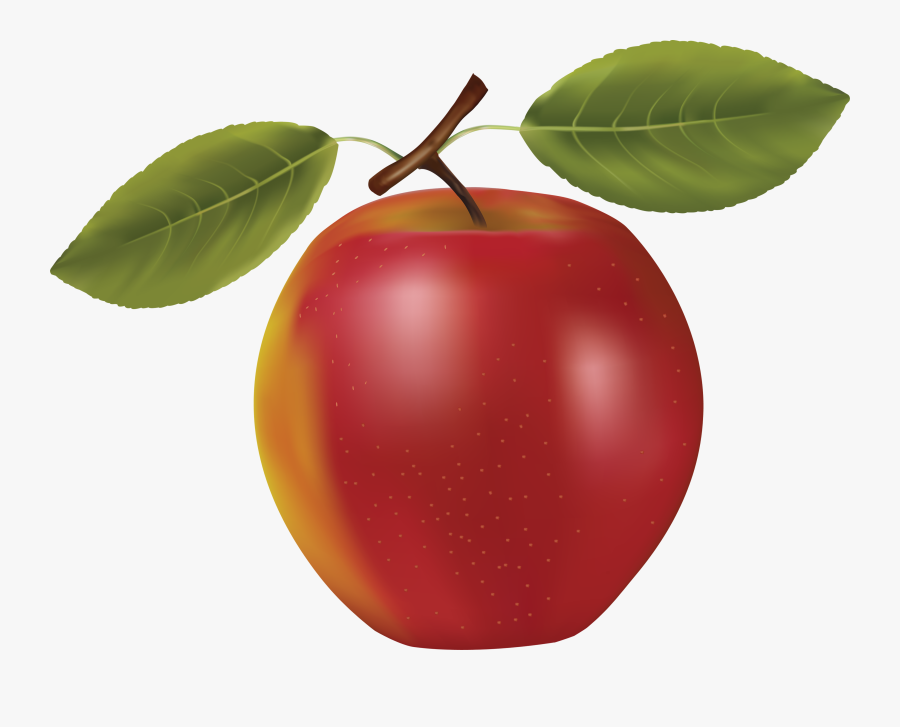 Cherries Apricots Apples Fruit 5"x7"area Rug Clipart - Manzana Con Dos Hojas, Transparent Clipart