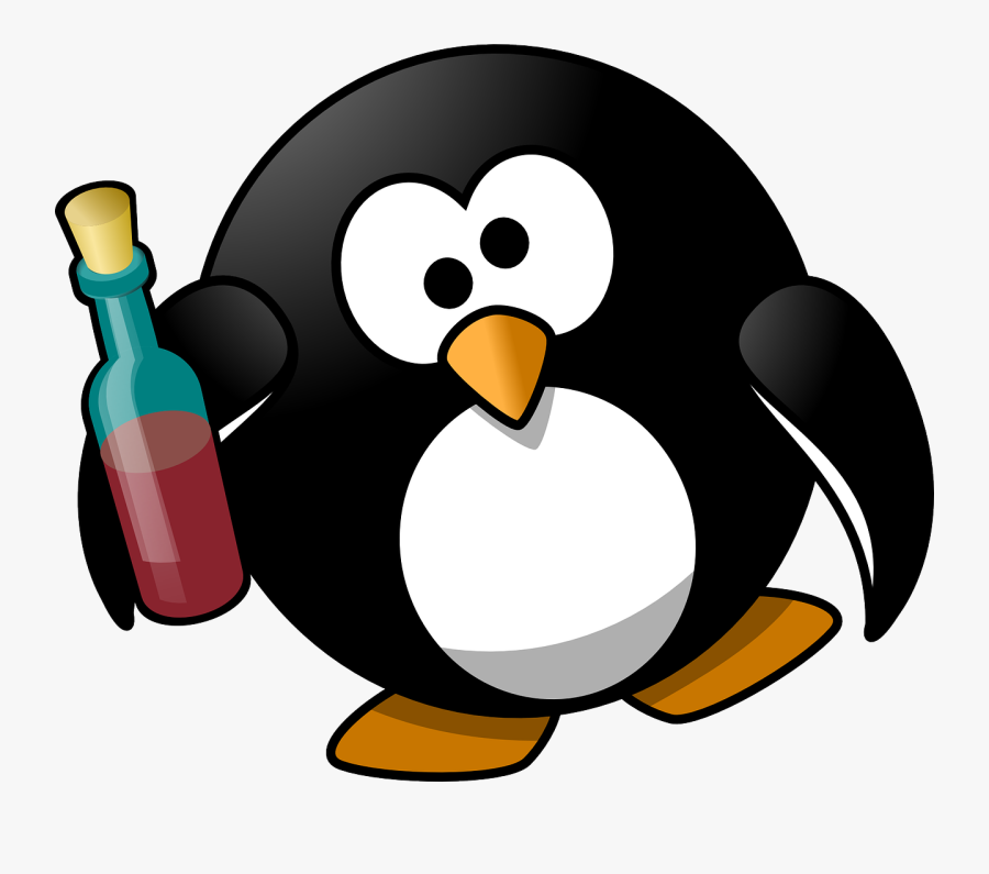Tux, Alcohol, Alcoholic, Animal, Bird, Booze, Boozy - Drunk Penguin, Transparent Clipart