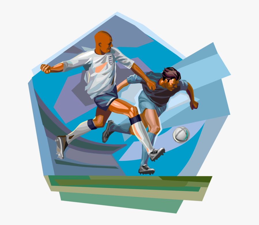 Vector Illustration Of Football Soccer Players Chase - Playing Soccer Clip Art, Transparent Clipart