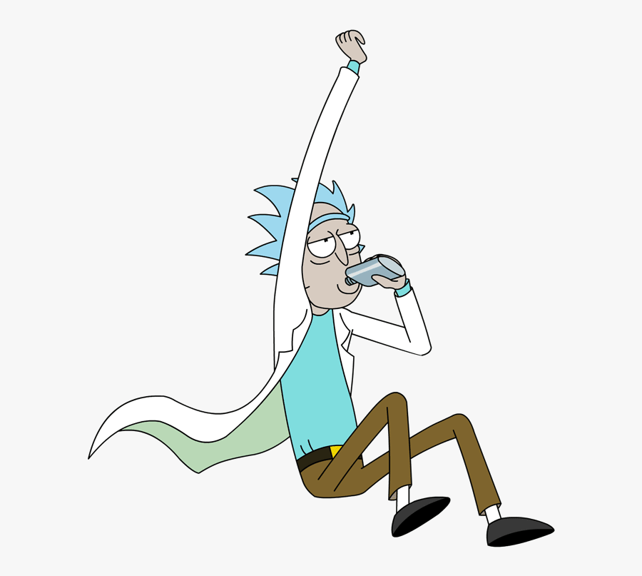 Rick Jumping And Drinking Alcohol - Rick And Morty Png Transparent, Transparent Clipart