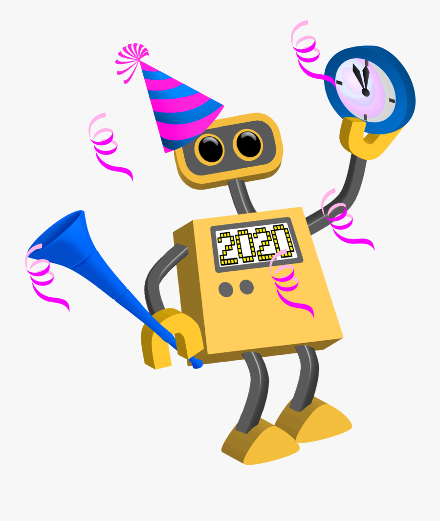 Robot Happy Year Tim - Happy New Year Cartoon 2019, Transparent Clipart