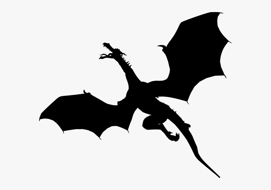 Free Photo Drawing Dragon Silhouette Black Tattoo Mythology - Flying Dragon Silhouette Png, Transparent Clipart
