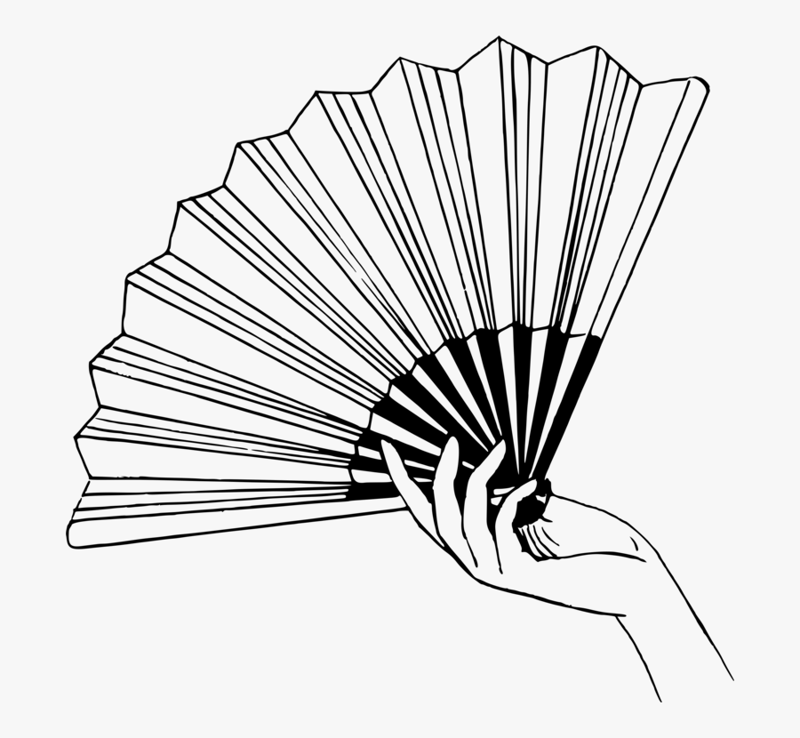 Line Art,plant,angle - Fan Black And White, Transparent Clipart