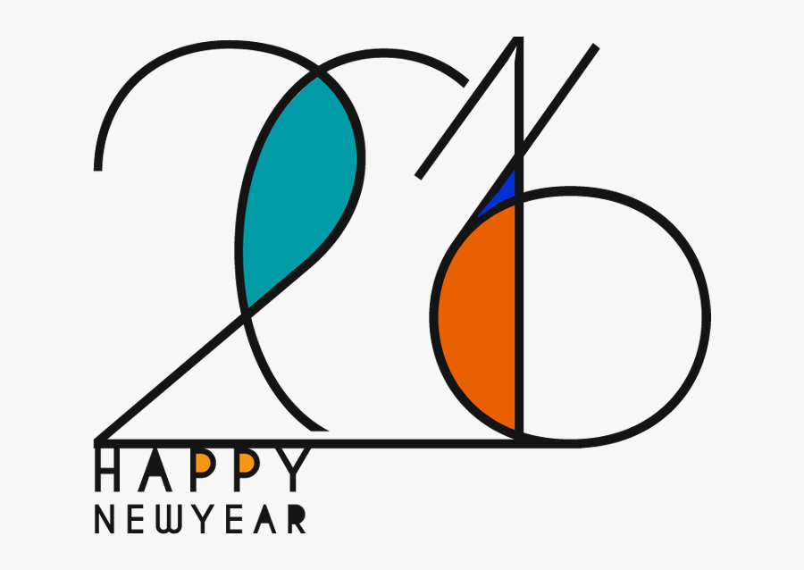 Text 2016 For Happy New Year Celebrations - Circle, Transparent Clipart