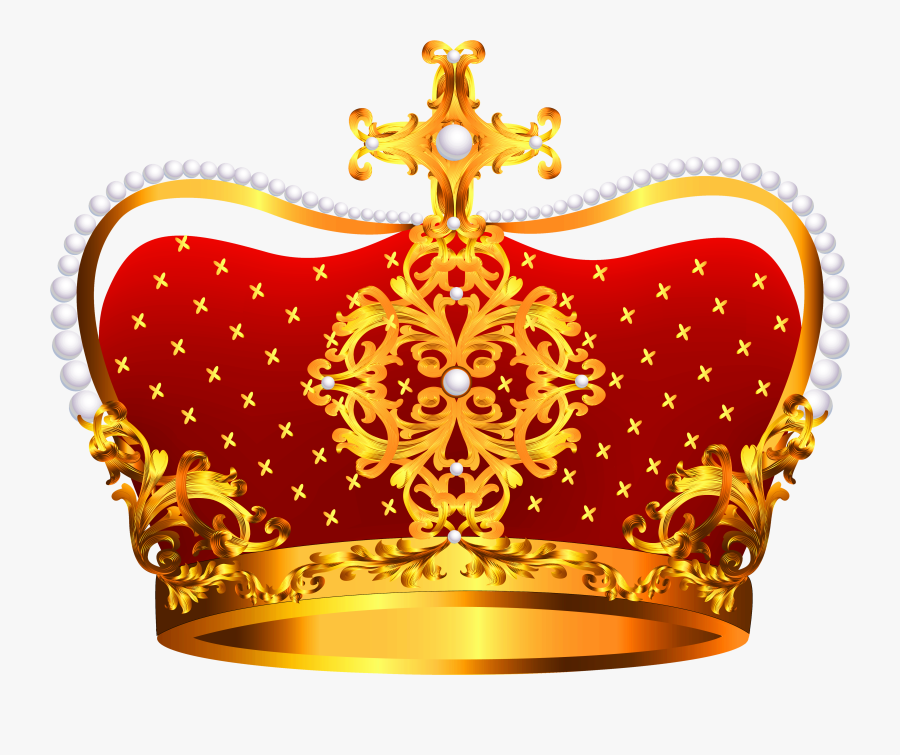 Gold And Red Crown With Pearls Png Clipart - Red Crown Png, Transparent Clipart