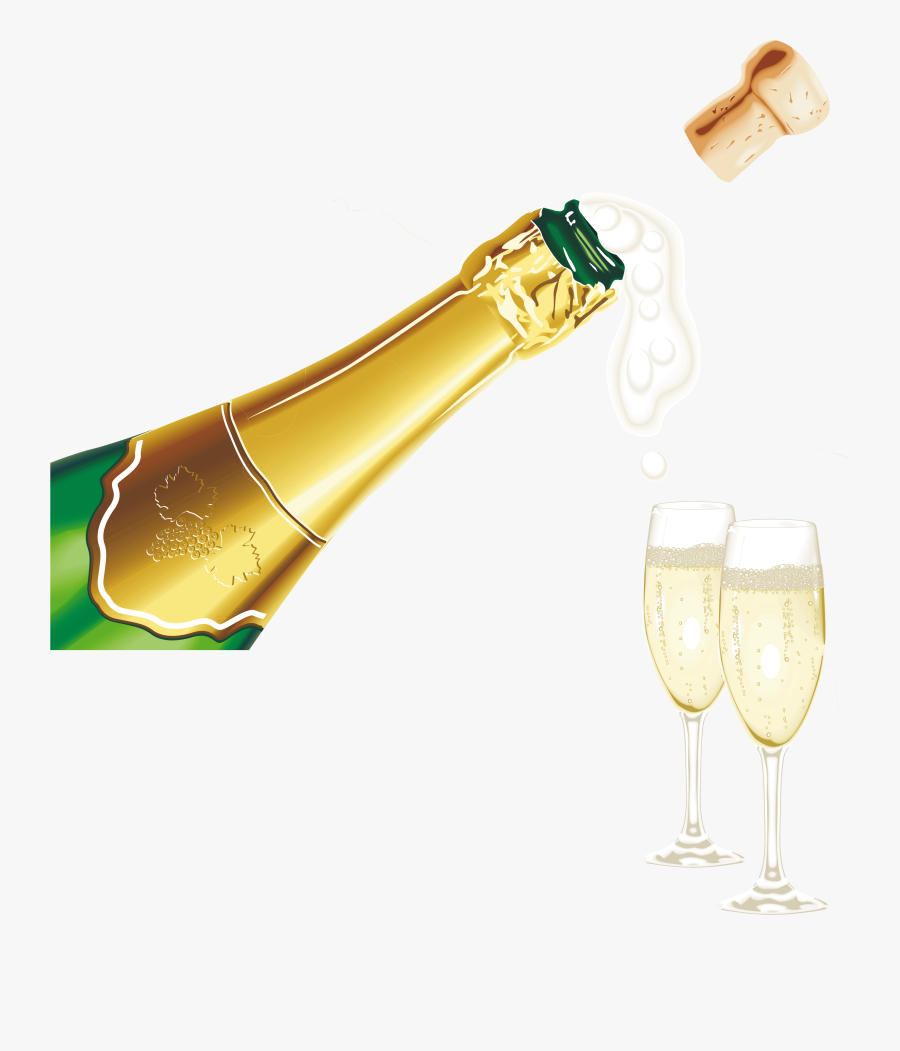 New Year Champagne With Glasses Png Clipart Picture - Png Happy New Year 2019, Transparent Clipart