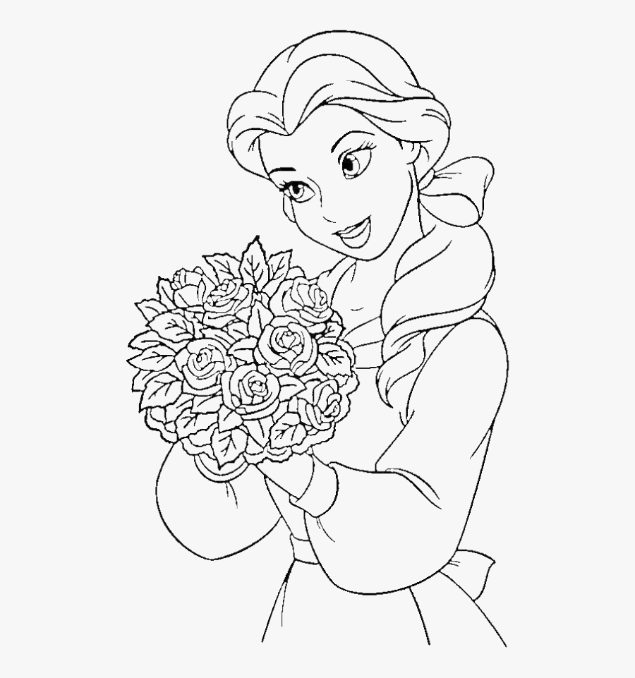 Beauty And The Beast Belle Coloring , Transparent Cartoons - Princess Flower Coloring Pages, Transparent Clipart