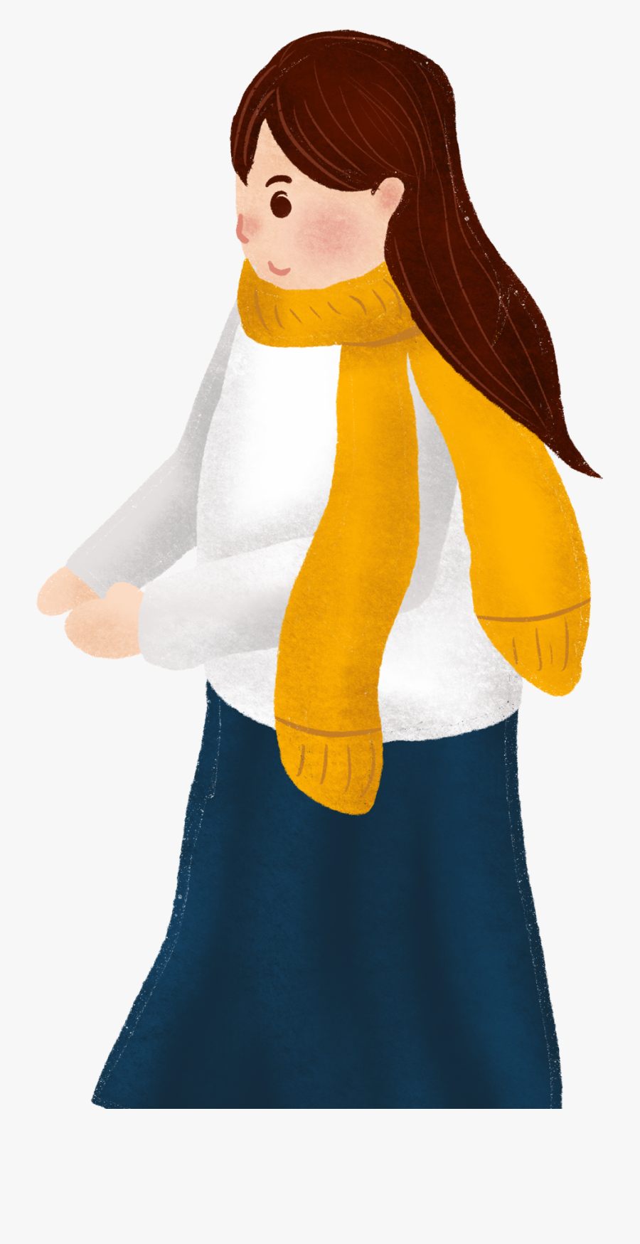 Painted Girl Fashion Scarf Png And Psd - Girl, Transparent Clipart