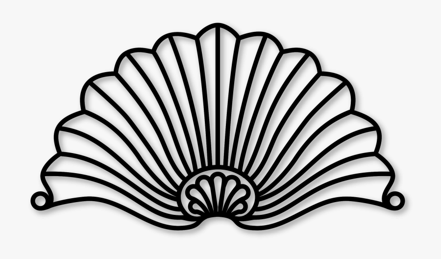 Shell Pediment Flourish - Hand Fan Coloring Page, Transparent Clipart