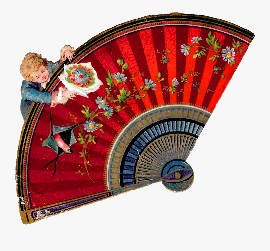 Fan Victorian Image Illustration Flowers Romantic Clipart - Victorian Fan Clip Art Png, Transparent Clipart