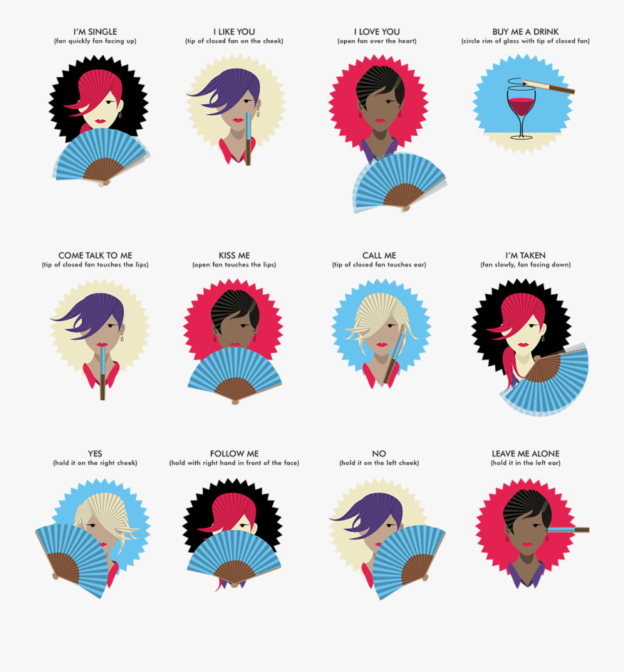 Fine Folded Co Language - Different Ways To Hold A Fan, Transparent Clipart