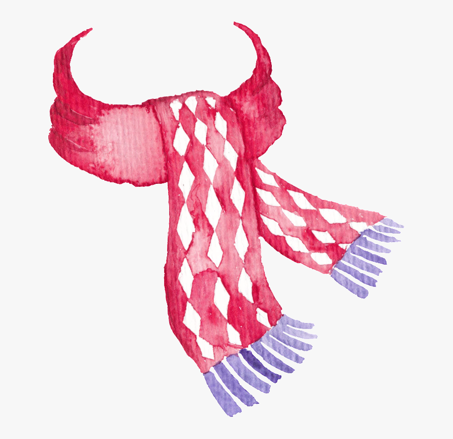 Red Plaid Hand-painted Scarf Christmas Transparent - Christmas Scarf Png, Transparent Clipart