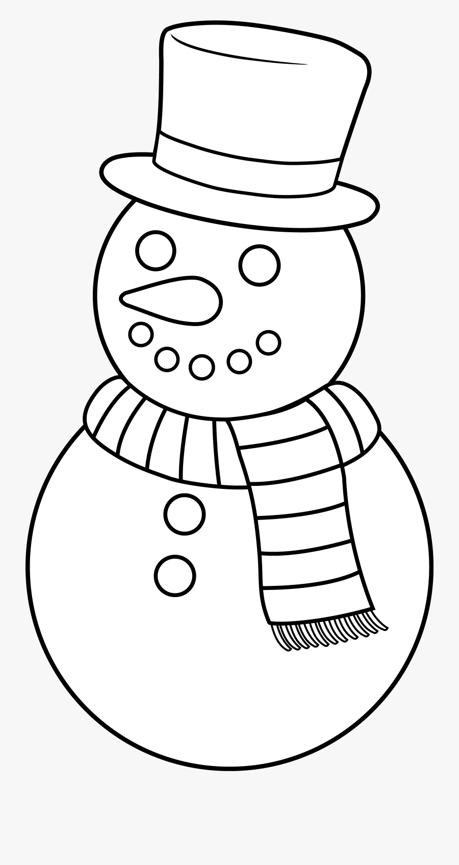 Snowman Scarf Outline Clipart - Snowman Black And White, Transparent Clipart