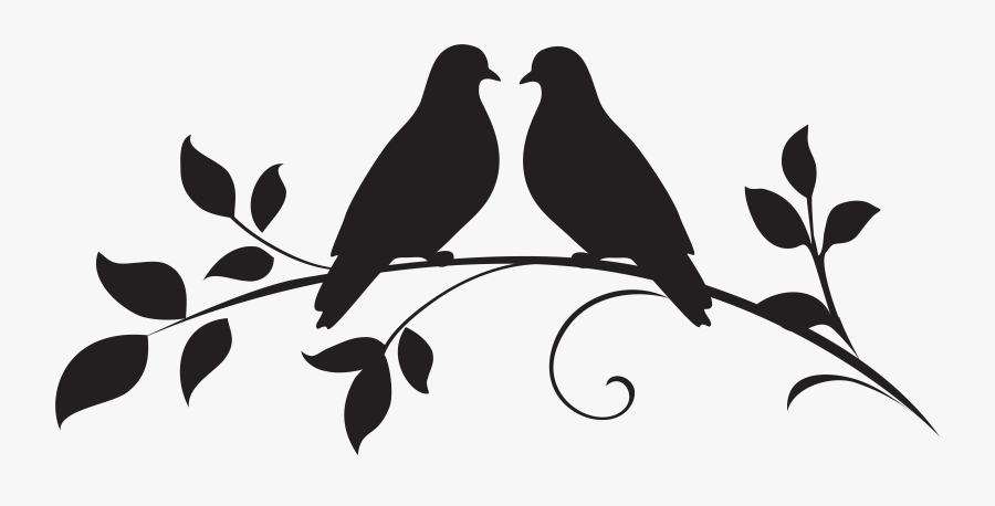 Doves Silhouette, Transparent Clipart