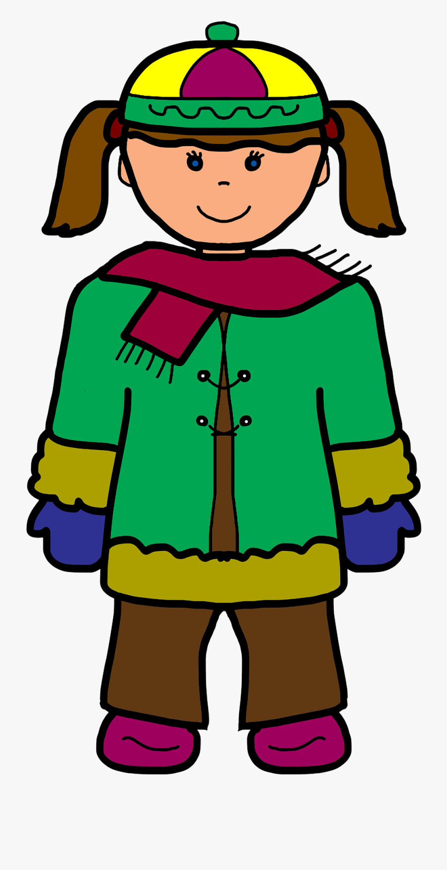Girl Cartoon Cold Picpng - ชุด กัน หนาว การ์ตูน, Transparent Clipart