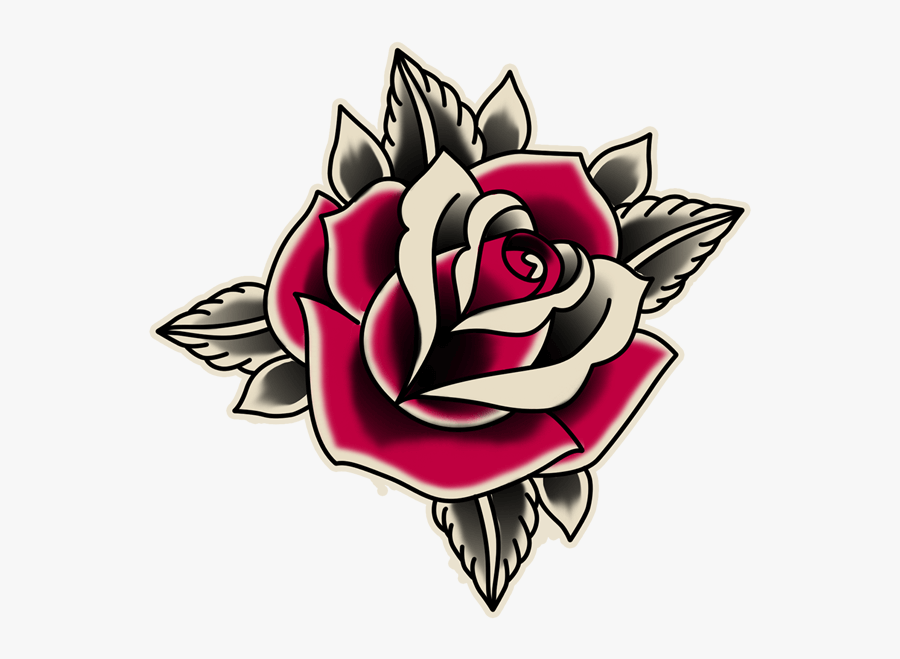 Rose School Old Sticker Free Clipart Hq Clipart - Rose Old School Tattoo, Transparent Clipart