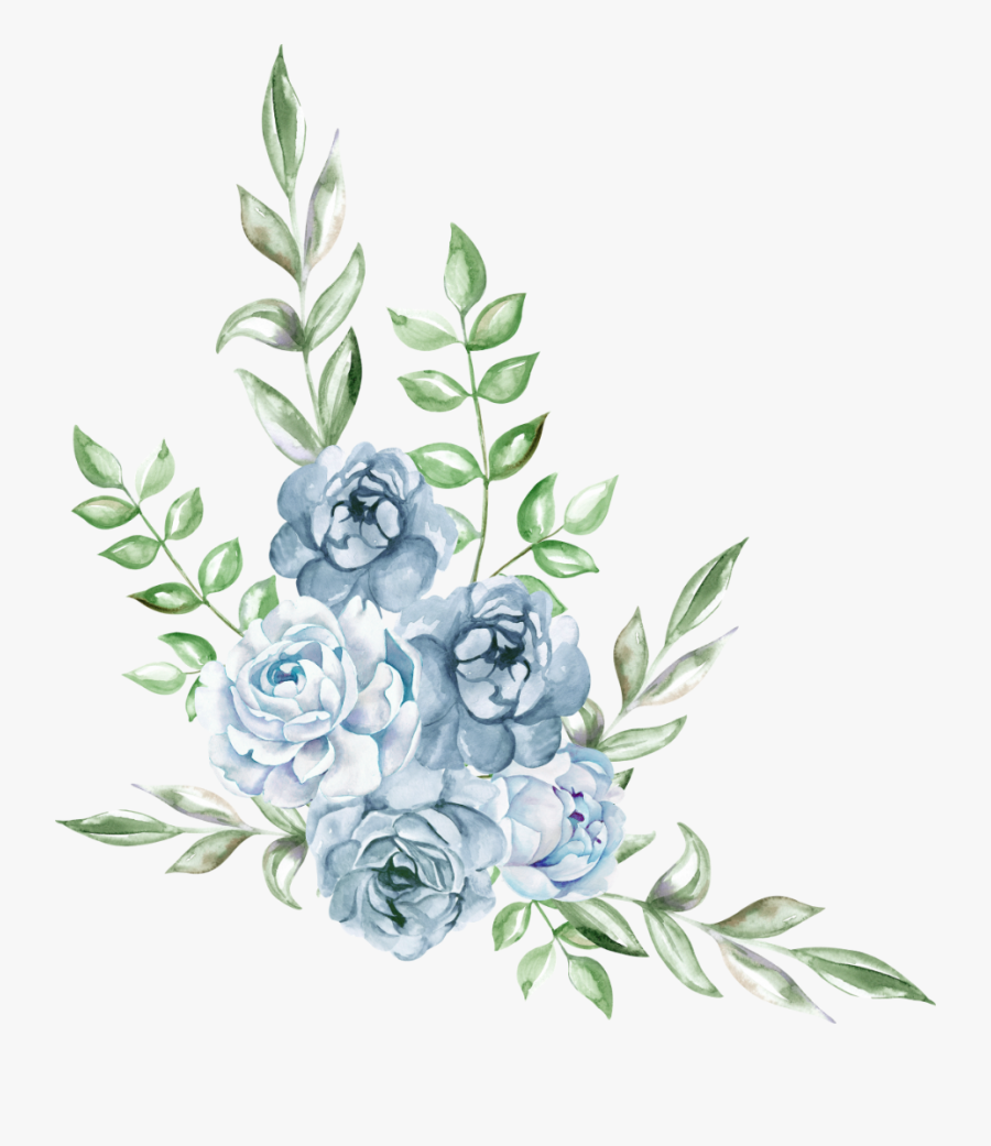 #freetoedit #ftestickers #watercolor #blue #rose #cluster - Watercolor Blue Flowers Png, Transparent Clipart