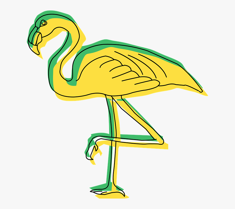 Green And Yellow Flamingo Art Svg Clip Arts - Yellow Flamingo Clipart, Transparent Clipart