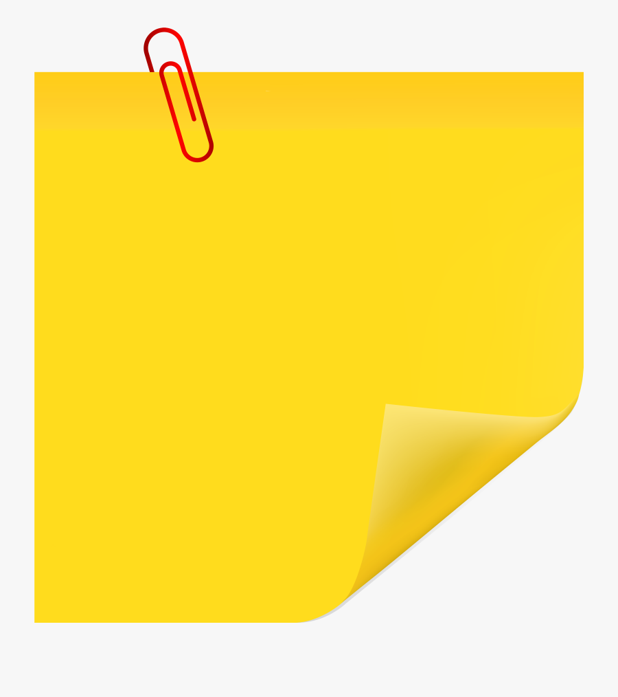 Sticky Note With Paperclip Png Clip Art - Yellow Sticky Note Clipart, Transparent Clipart