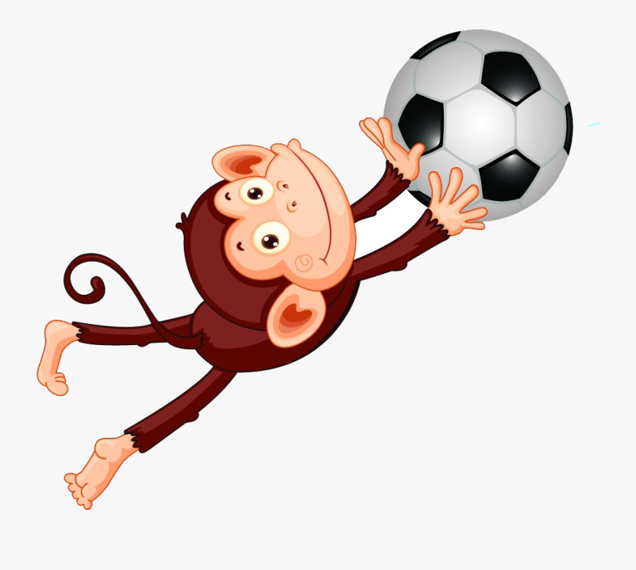 Monkey Clipart Soccer - Cartoon Monkey Playing Soccer, Transparent Clipart