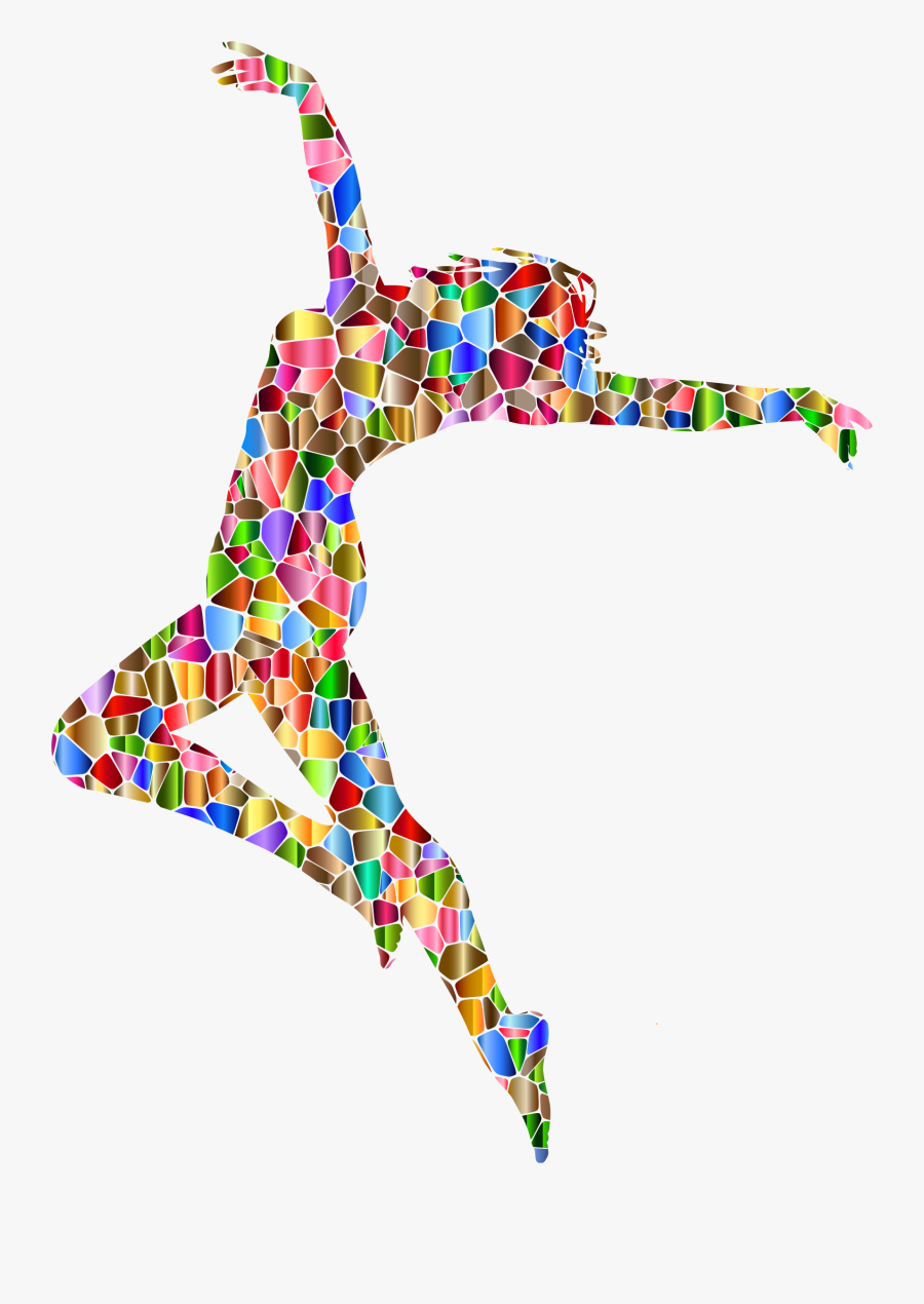 Chromatic Tiled Carefree Dancing - Woman Silhouette Abstract Png, Transparent Clipart
